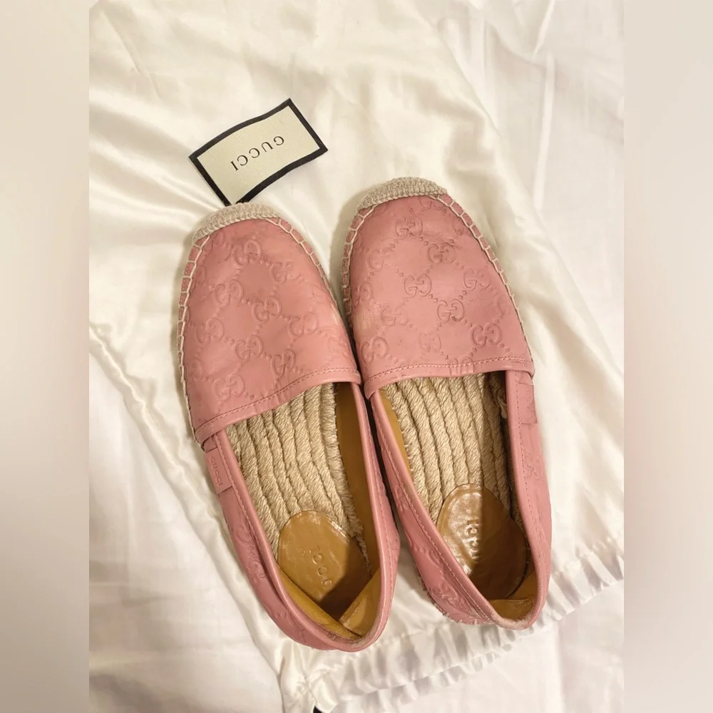 Gucci Pink Espadrille Slip-On Shoes